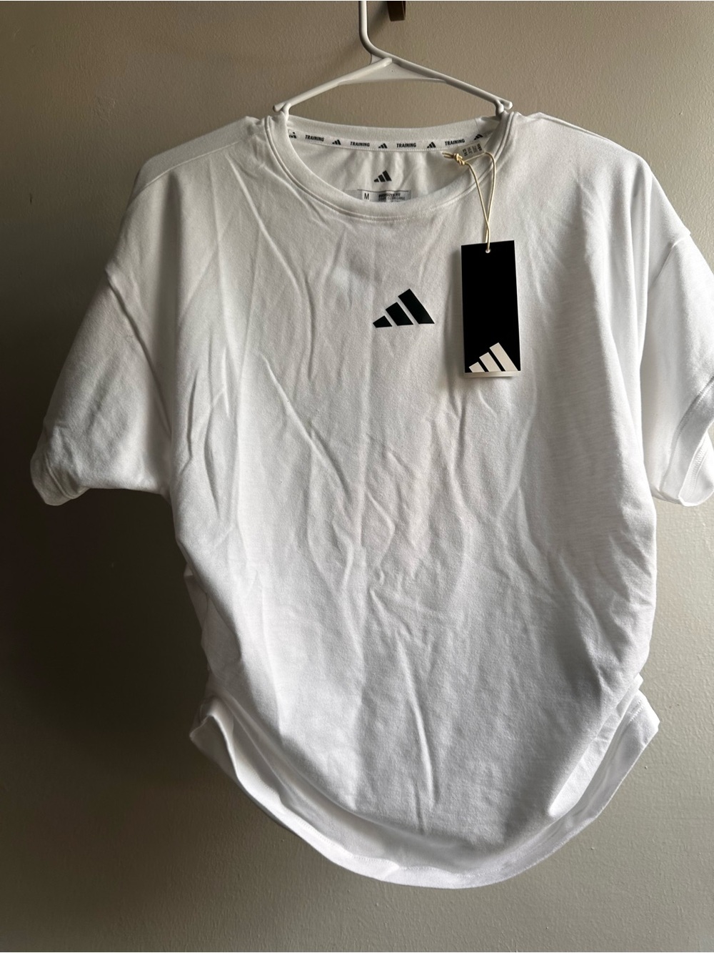 adidas White Ruched Crop Tee with Black Logo EXACTLY AS PICTURED ❤️ - Picture 9 of 11